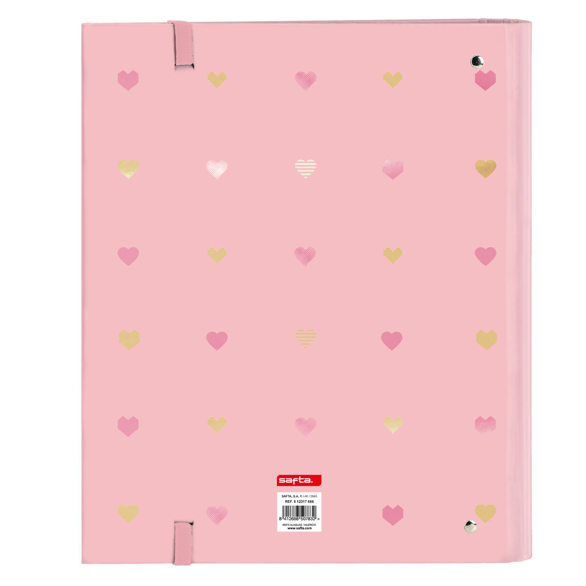 Pasta com argolas Glow Lab Hearts Cor de Rosa (27 x 32 x 3.5 cm)